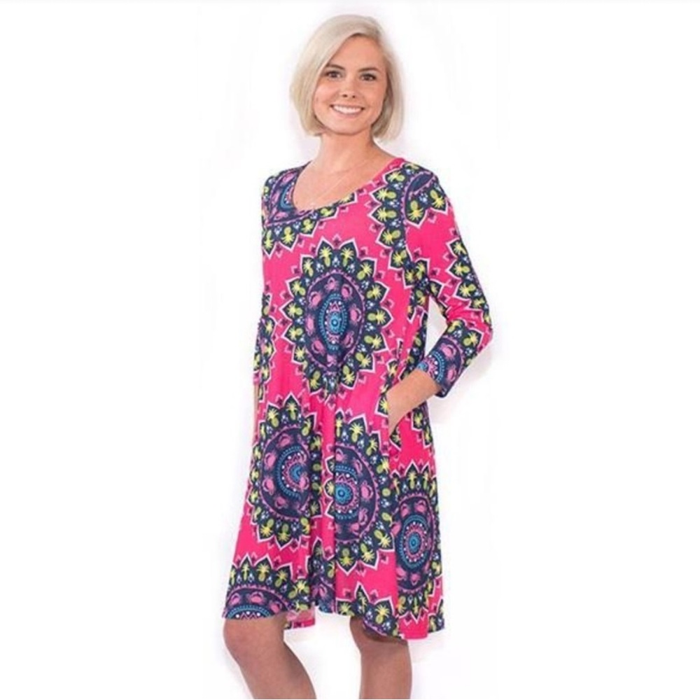 Simply Southern “Pursuit of Preppiness” Print  Sharkbite Tunic or Mini Dress